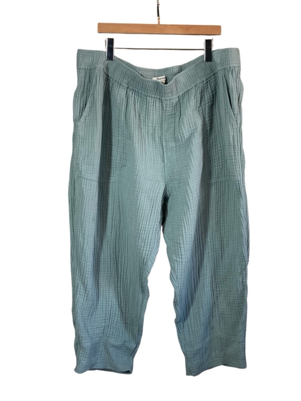 Madewell Lightspun Pull-on Textured Gauze Ballon Pants Shale Grey Green - Picture 2 of 13